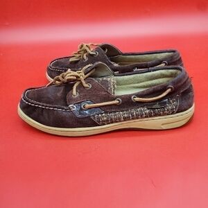 Sperry Top Siders Womens 7.5 Dark Brown Leather Boat Shoes